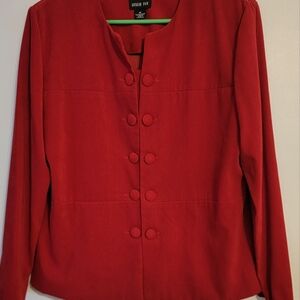 Vtg Red Double Button Short Spring  Blazer Jacket Top Sz 16 Mob Wife Retro
